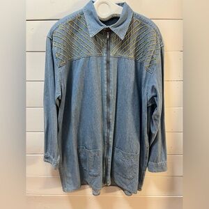 NICE DAYS Blue Denim Embroidered Jacket Size L